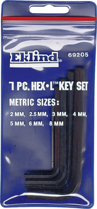 Eklind 69205 Hex Key Set, Includes: 2 to 8 mm Keys, 7-Piece, Steel, Black