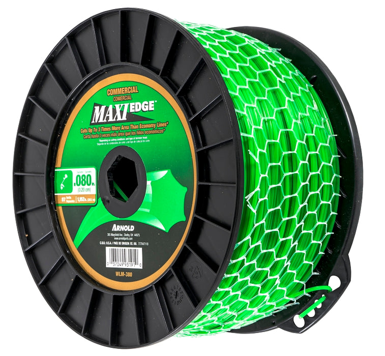 Arnold Maxi Edge Series WLM-380 Trimmer Line Spool, 0.080 in Dia, 1152 ft L, Polymer, Green