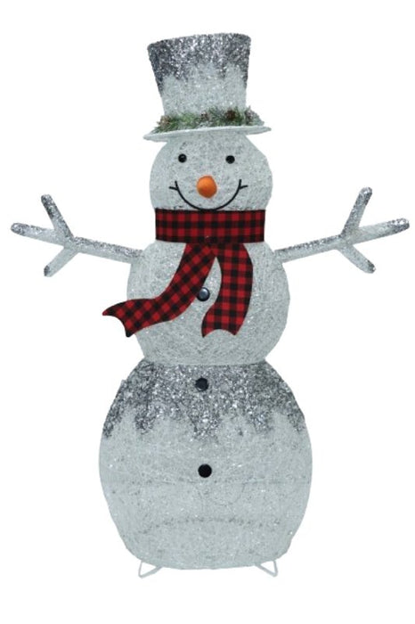 Santas Forest 56920 Pre-Lit Glitter Frosted Snowman, White, LED, Internal Light