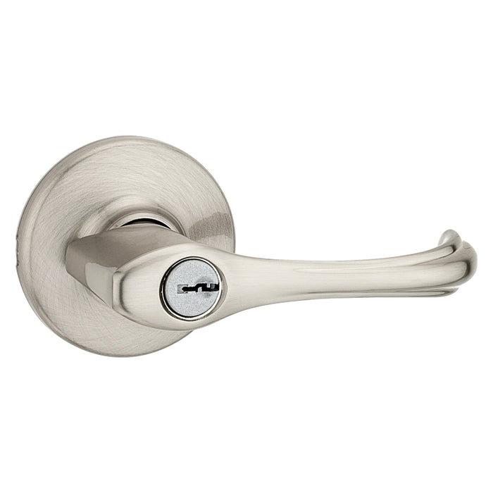 Kwikset 405DNL 15ALRCS Entry Lever, Bar Lock, Satin Nickel, Zinc, Residential, Re-Key Technology: SmartKey, 3 Grade