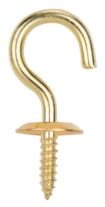 ProSource LR-390-PS Cup Hook, 5/16 in Opening, 3 mm Thread, 1-1/8 in L, Brass, Brass