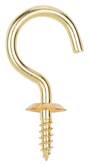 ProSource LR-392-PS Cup Hook, 15/32 in Opening, 3.5 mm Thread, 1 in L, Brass, Brass