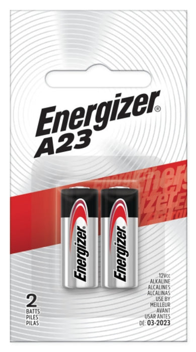 Energizer A23 A23BPZ-2 Battery, 12 V Battery, 55 mAh, Alkaline, Manganese Dioxide