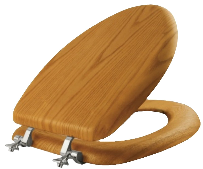 Bemis Natural Reflections Series 19601CP378 Toilet Seat, Elongated, Wood Veneer, Natural Oak