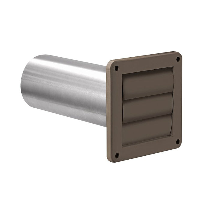 Lambro 267BS Louvered Vent, 4 in Dia, Plastic, Brown, Wall Installation