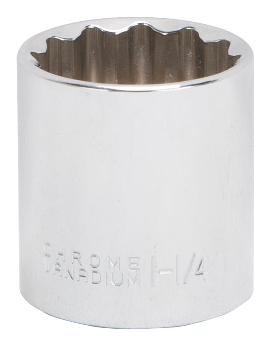 Vulcan MT6525893 Drive Socket, 1-1/4 in Socket, 1/2 in Drive, 12-Point, Chrome Vanadium Steel, Chrome