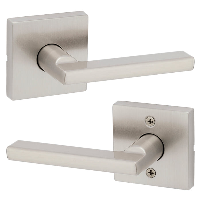 Kwikset Signature Series 154HFL SQT 15 Passage Lever, Non-Locking Lock, Satin Nickel, Zinc, Residential, Reversible Hand