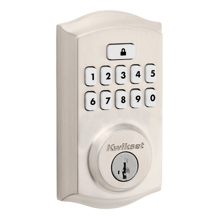 Kwikset 260 Series 9260 TRL 15 SMT RBP Smartcode Deadbolt with Tustin Lever, 2 Grade, Keyed One-Side Key, Satin Nickel