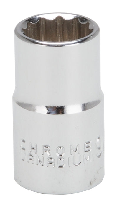 Vulcan MT6515738 Drive Socket, 9/16 in Socket, 1/2 in Drive, 12-Point, Chrome Vanadium Steel, Chrome