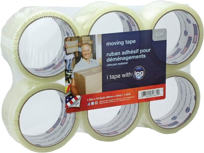 IPG 2662 Sealing Tape, 54.6 yd L, 1.88 in W, Polypropylene Backing, Clear