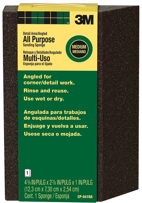 3M CP-041 Sanding Sponge, 4-7/8 in L, 2-7/8 in W, 80 Grit, Medium, Aluminum Oxide Abrasive