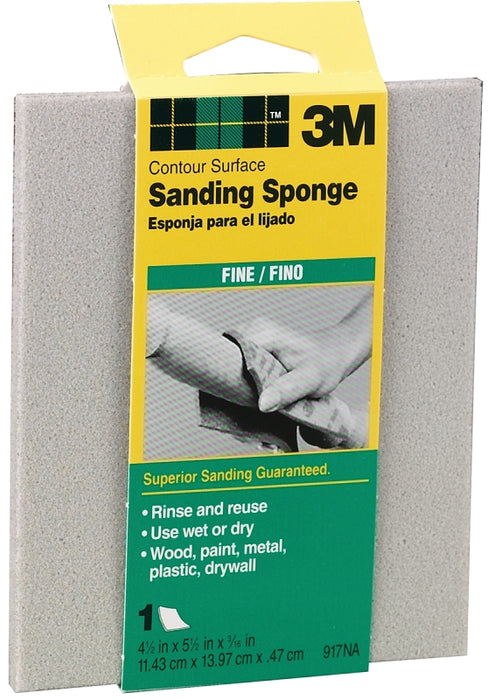 3M 917 Sanding Sponge, 5-1/2 in L, 4-1/2 in W, Fine