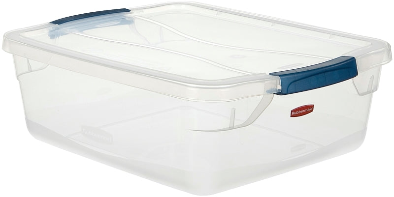 Rubbermaid Clever Store RMCC160000 Storage Container, 15 qt Capacity, Plastic, Clear, 18-3/4 in L, 13.375 in W