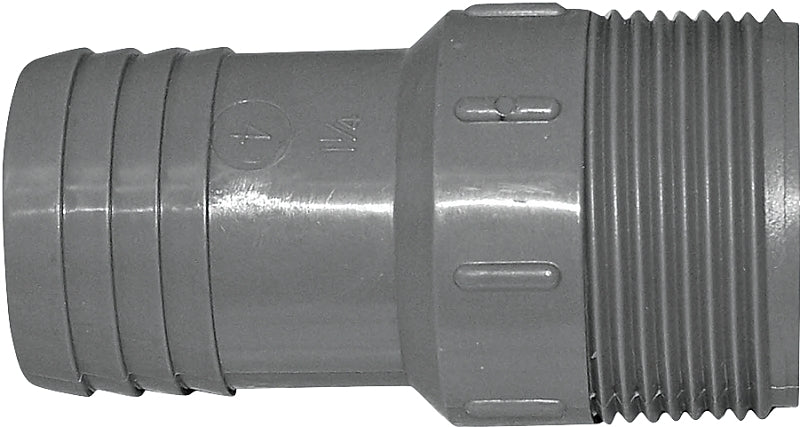 Boshart UPPA-12 Pipe Adapter, 1-1/4 in, MPT x Insert, Polyethylene, Gray