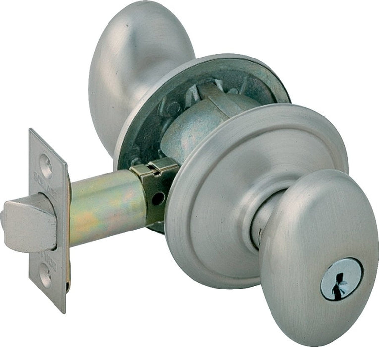 Schlage Siena Series F51A V SIE619 Entry Knob, Knob Handle, Satin Nickel, Metal, C Keyway, Residential, 2 Grade