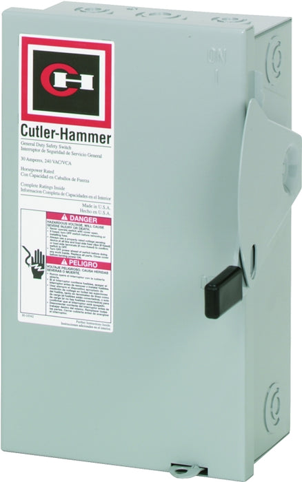 Cutler-Hammer DG221NGB Safety Switch, 2 -Pole, 30 A, 240 V