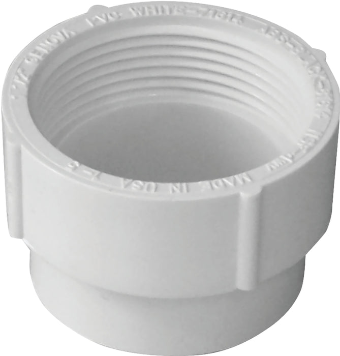 Canplas 193702S Cleanout Adapter, 2 in, Spigot x FNPT, PVC, White