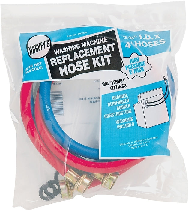 Harvey 93200 Washing Machine Inlet Hose, 3/8 in ID, 4 ft L, Female, EPDM Rubber