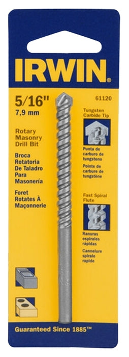 Irwin 61120 Drill Bit, 5/16 in Dia, 4 in OAL, Spiral Flute, 1-Flute, 1/4 in Dia Shank, Straight Shank