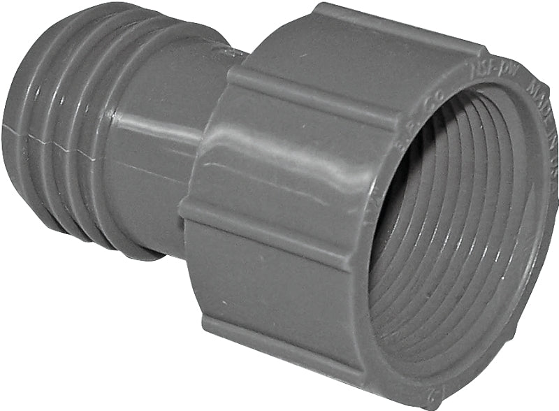 Boshart UPVCFA-12 Pipe Adapter, 1-1/4 in, FPT x Insert, PVC, Gray