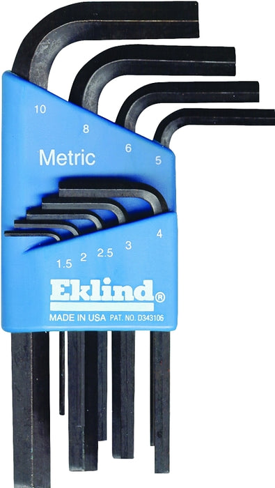 Eklind 10509 Hex Key Set, Includes: 1.5 to 10 mm Keys, 9-Piece, Black