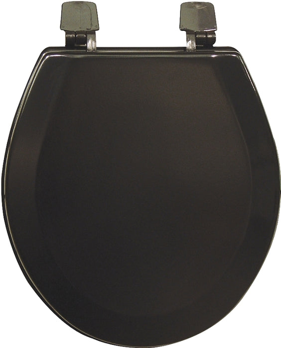 Bemis H500AR047 Toilet Seat, Round, Wood, Black, Adjustable Hinge