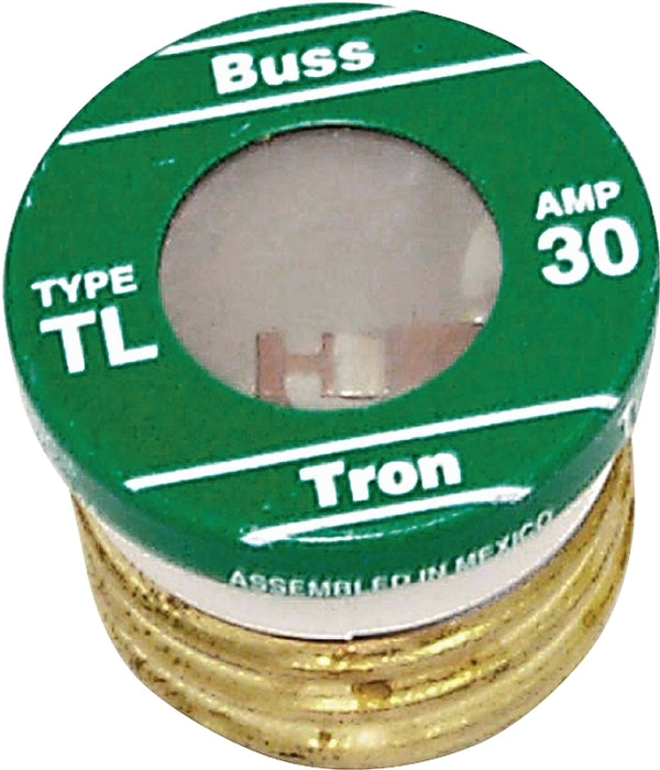 Bussmann BP/TL-30 Plug Fuse, 30 A, 125 V, 10 kA Interrupt, Plastic Body, Time Delay Fuse