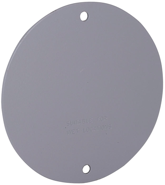 Hubbell 5374-0 Cover, 4-1/8 in W, Round, Aluminum, Gray, Powder-Coated