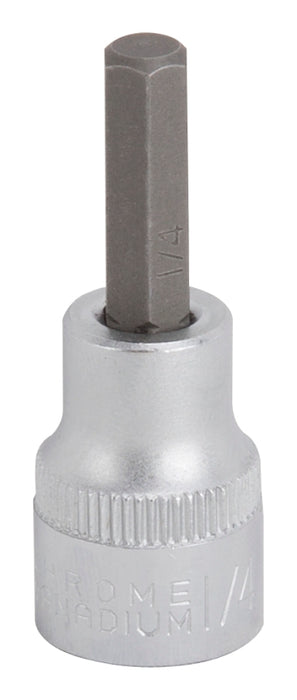 Vulcan 3506005820 Fractional Hex Bit Socket, 1/4 in Tip, 3/8 in Drive, Chrome, 1-7/8 in OAL