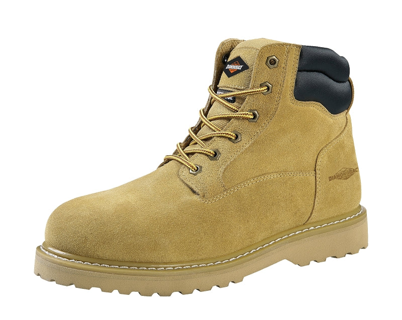 Diamondback 1-7.5 Work Boots, 7.5, Extra Wide W, Tan, Suede Leather, Lace-Up, With Lining