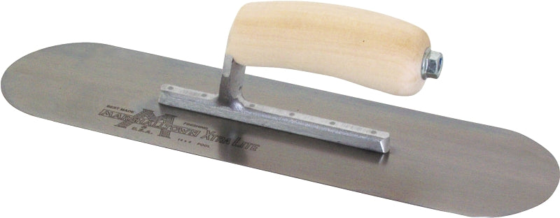 Marshalltown SP14 Pool Trowel, Hardened Steel Blade, Curved Handle, Wood Handle, 4 in OAW