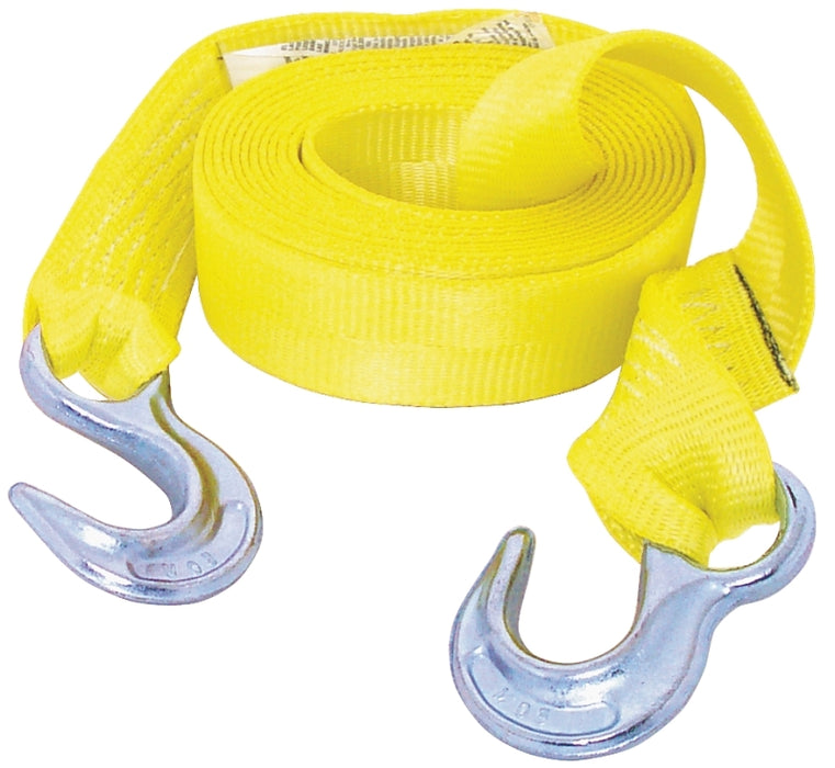 Keeper 02815 Emergency Tow Strap, 5000 lb, 2 in W, 15 ft L, Hook End, Polyester, Yellow