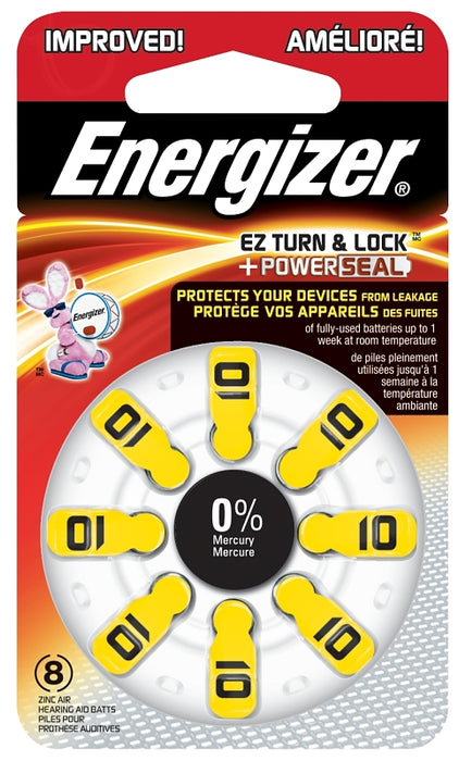 Energizer 10CR-6ENRUS Hearing Aid Battery, 1.4 V Battery, 89 mAh, Zinc-Air