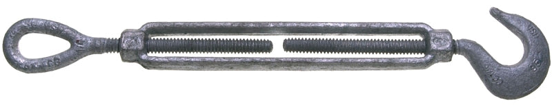 Baron 16-5/8X6 Turnbuckle, 2250 lb Working Load, 5/8 in Thread, Hook, Eye, 6 in L Take-Up, Galvanized Steel