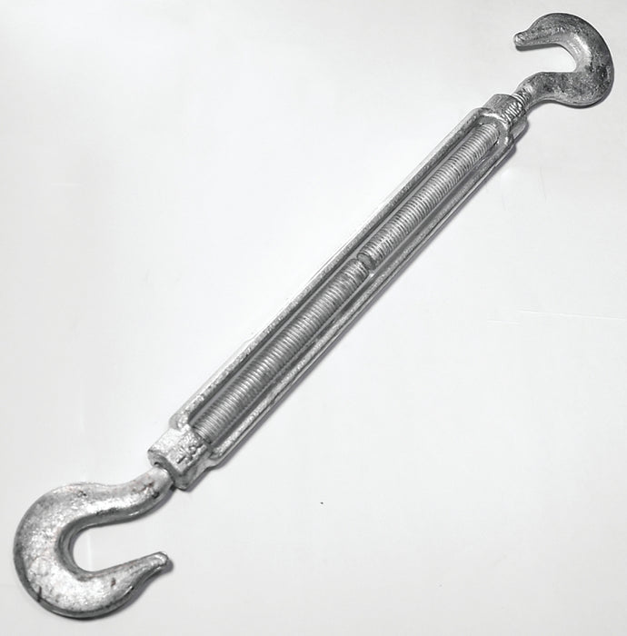 Baron 17-1/2X12 Turnbuckle, 1500 lb Working Load, 1/2 in Thread, Hook, Hook, 12 in L Take-Up, Galvanized Steel