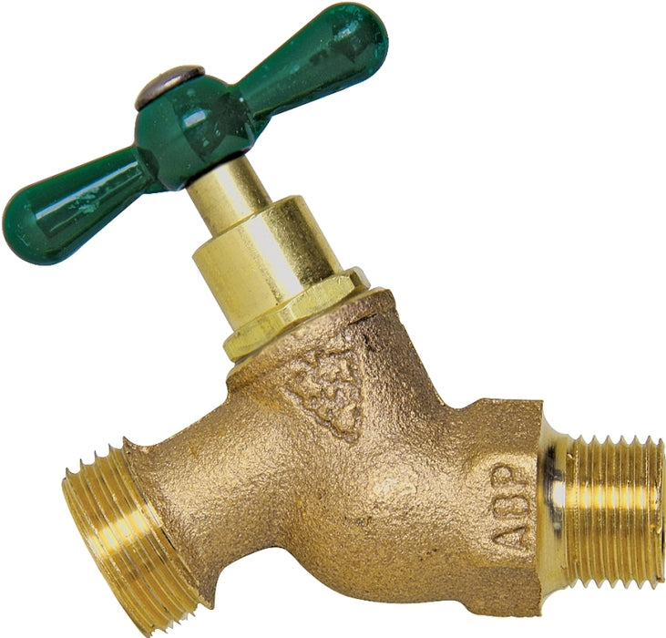 Arrowhead Brass 251LF Straight Hose Bibb, 1/2 x 3/4 in Connection, MIP x Male Hose Thread, 125 psi Pressure