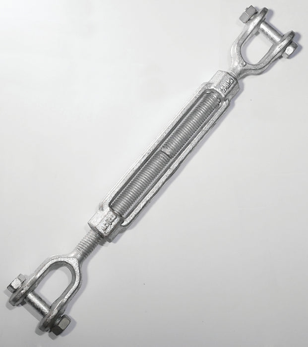 Baron 19-1/2X6 Turnbuckle, 2200 lb Working Load, 1/2 in Thread, Jaw, Jaw, 6 in L Take-Up, Galvanized Steel