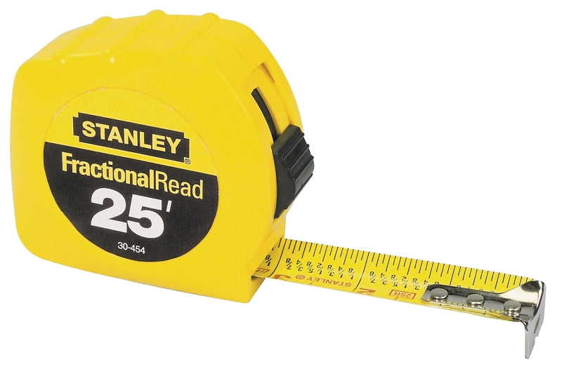 STANLEY 30-454 Measuring Tape, 25 ft L Blade, 1 in W Blade, Steel Blade, ABS Case, Closed Case