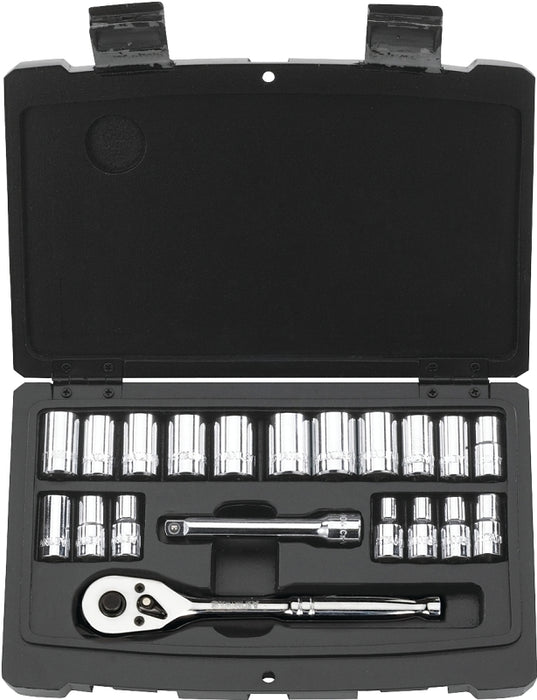 STANLEY 92-802 Socket Set, Steel, Chrome, Silver