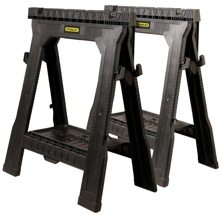 STANLEY 060864R Portable Folding Sawhorse, 1000 lb, 2-1/8 in W, 32 in H, 26-7/8 in D, Plastic