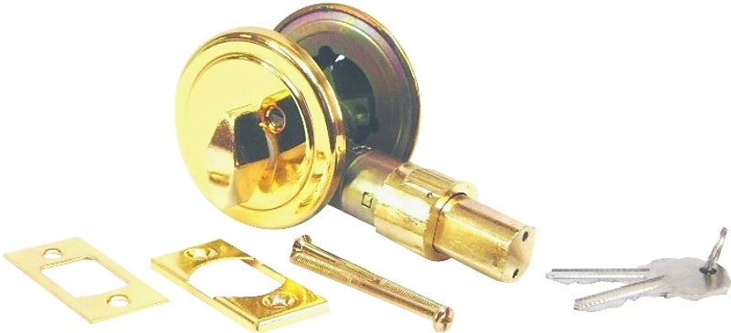 US Hardware D-083B Entrance Deadbolt, Brass, Brass