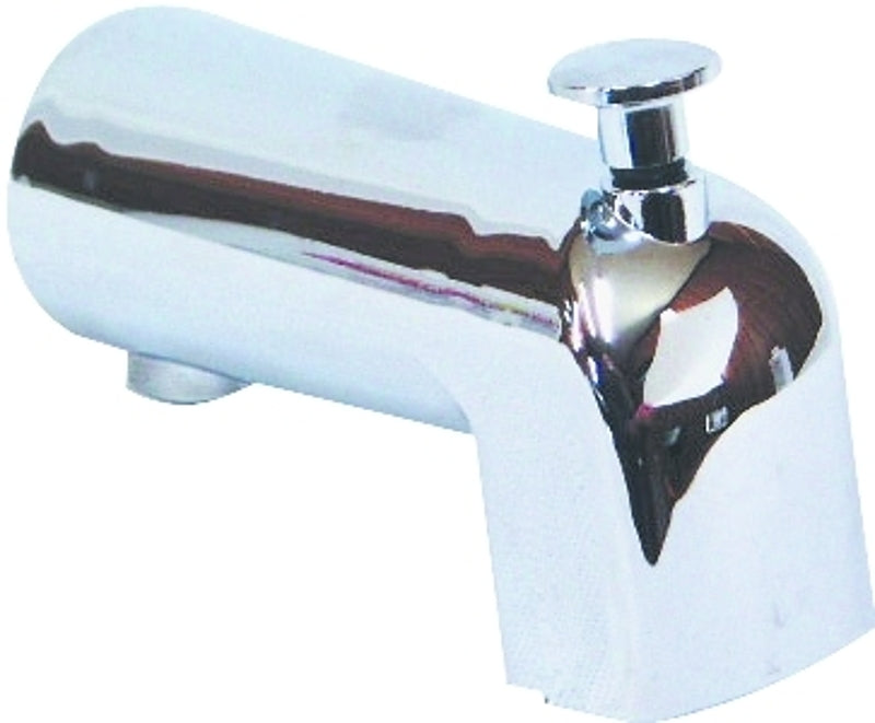 US Hardware P-520C Bathtub Spout with Diverter, 1/2 in Connection, FNPT, Plastic, Chrome Plated