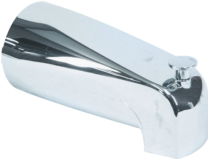 US Hardware P-522C Bathtub Spout with Diverter, 1/2 in Connection, NPT, Plastic, Chrome Plated