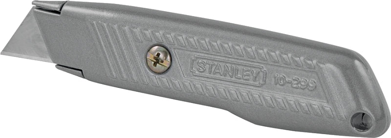 STANLEY 10-299 Utility Knife, 2-7/16 in L Blade, 3 in W Blade, HCS Blade, Contour-Grip Handle, Gray Handle