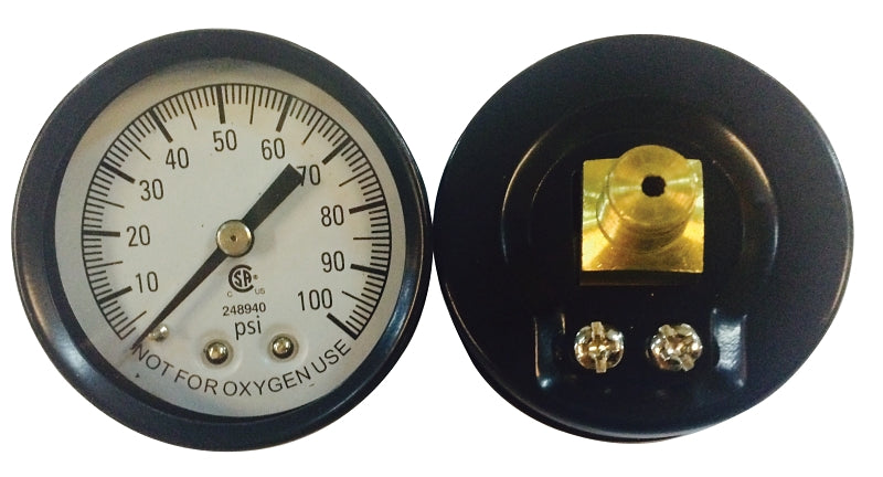 Simmons 1307 Pressure Gauge, 1/8 in Connection, MPT, 2 in Dial, Steel Gauge Case, 0 to 100 lb, Center Back Connection