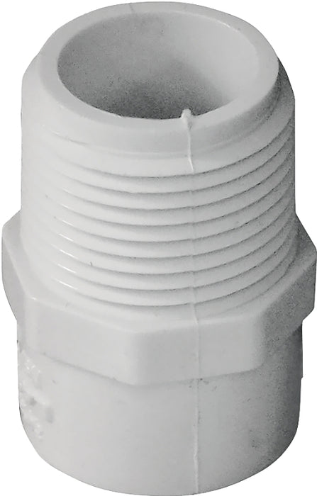 IPEX 435615 Reducing Pipe Adapter, 1/2 x 3/4 in, Slip x MPT, PVC, White, SCH 40 Schedule, 480 psi Pressure