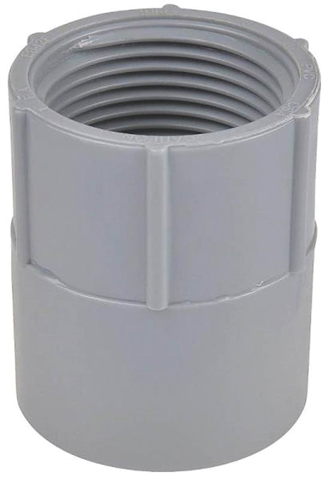 Carlon E942DR-CTN Conduit Adapter, 1/2 in Female, 1-7/64 in Dia, 1-9/16 in L, PVC, Gray