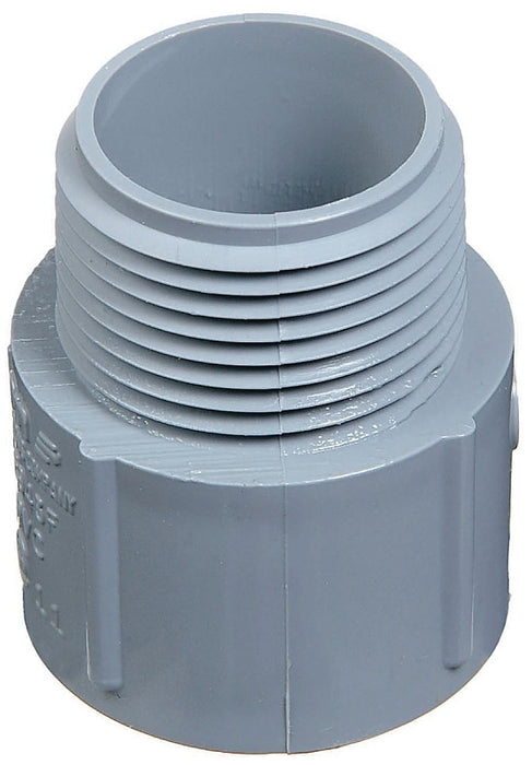 Carlon E943FR-CTN Terminal Adapter, 1 in MPT x Socket, 1.58 in Dia, 1.9 in L, PVC, Gray