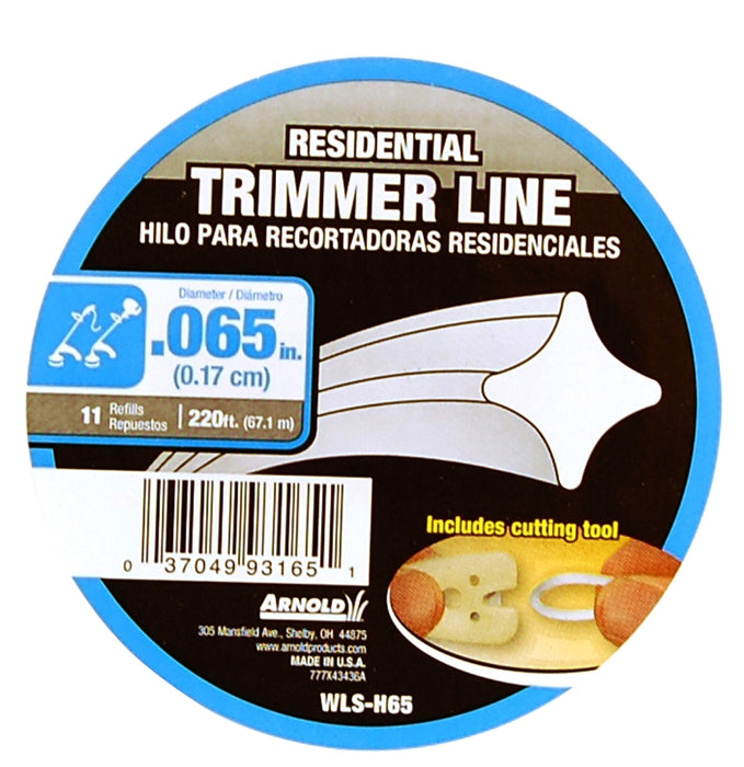 Arnold WLS-H65 Trimmer Line, 0.065 in Dia, 220 ft L, Nylon