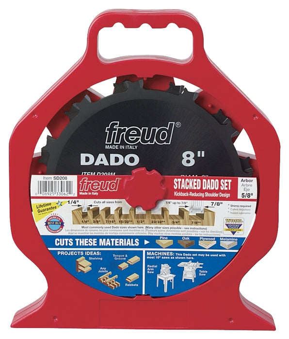 Freud SD208S Dado Blade Set, 5/8 in Arbor, 12-Teeth